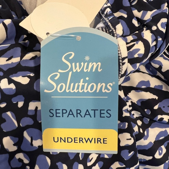 Swim Solutions Navy Animal Print V Neck Underwire Tankini Top (8) - Picture 8 of 9